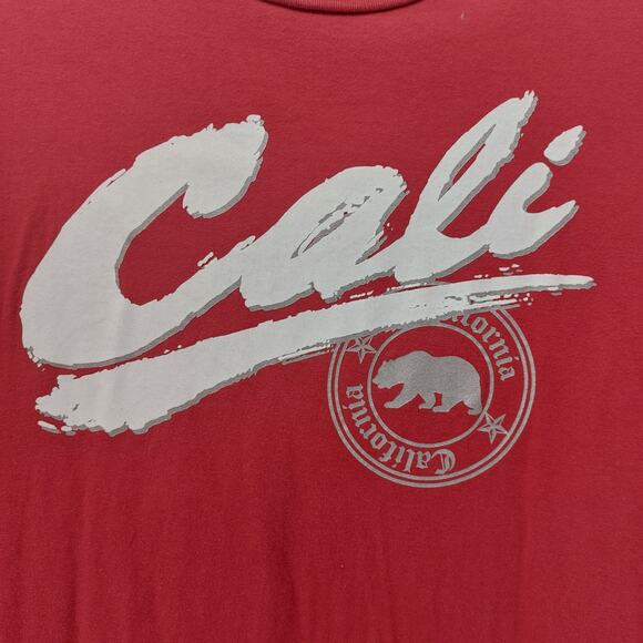 California Men's Red T-Shirt West Coast 100% Cotton Casual Size XL - Picture 4 of 9